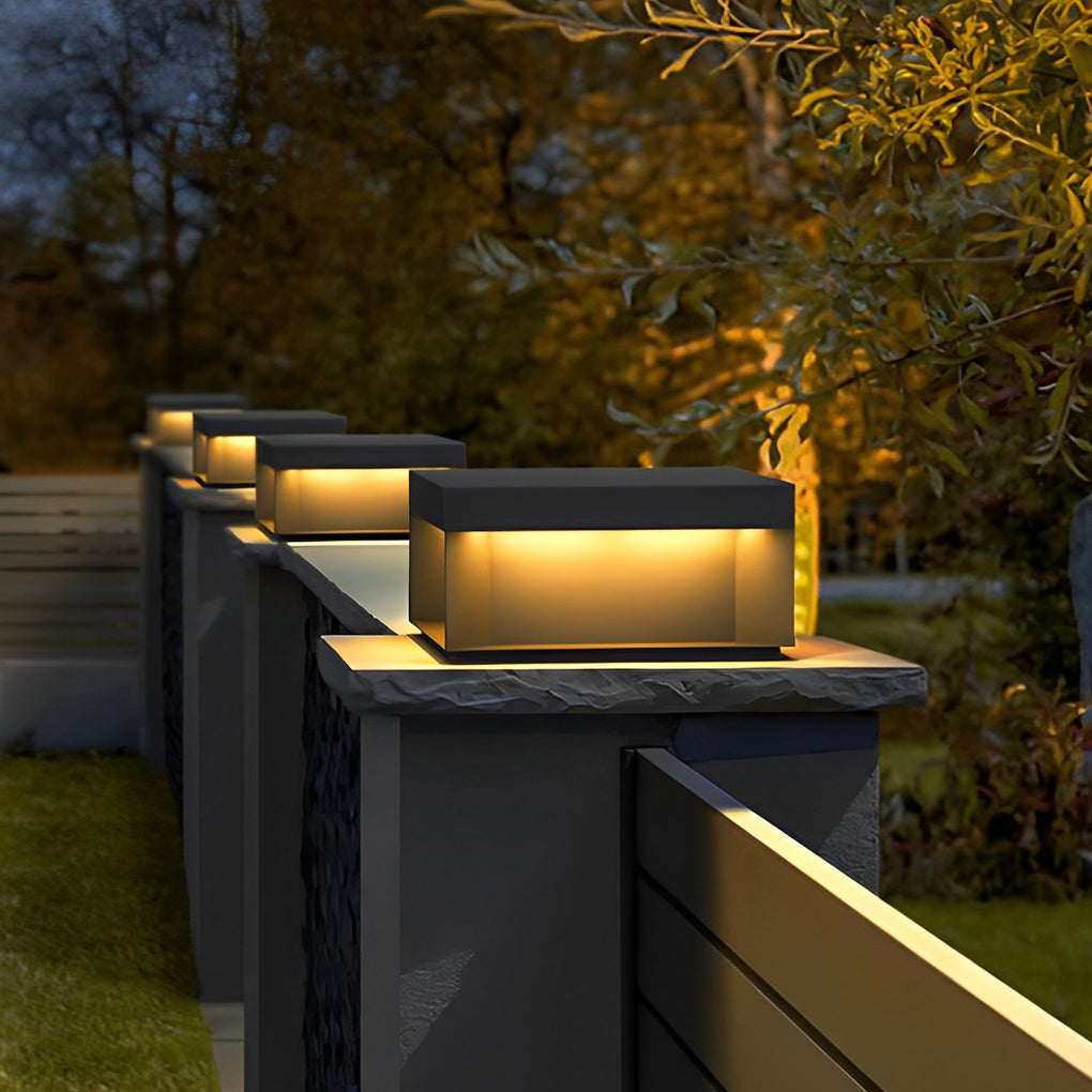Square Solar Deck Lights - Modern Black LED Outdoor Lighting with Dual Power Options 1