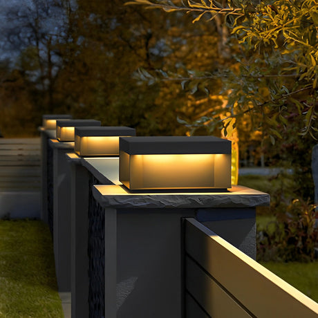 Square Solar Deck Lights - Modern Black LED Outdoor Lighting with Dual Power Options 1