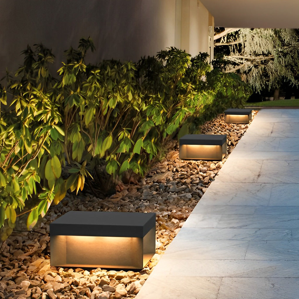 Square Solar Deck Lights - Modern Black LED Outdoor Lighting with Dual Power Options 5