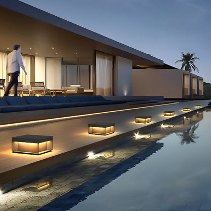 Square Solar Deck Lights - Modern Black LED Outdoor Lighting with Dual Power Options 9
