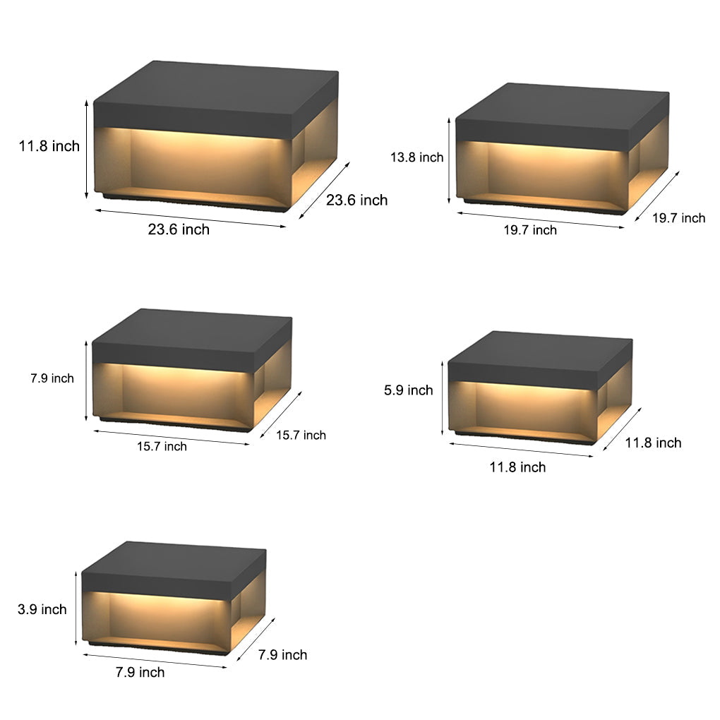 Square Solar Deck Lights - Modern Black LED Outdoor Lighting with Dual Power Options 15