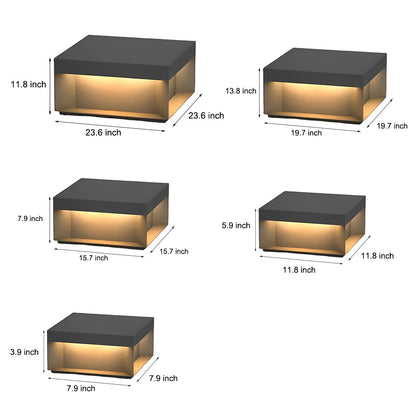 Square Solar Deck Lights - Modern Black LED Outdoor Lighting with Dual Power Options 15