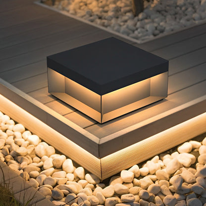 Square Solar Deck Lights - Modern Black LED Outdoor Lighting with Dual Power Options 3