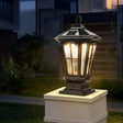 Elegant Stone Pillar Light Fixture - Retro Pavilion-Style LED Lighting for Outdoor Spaces 2
