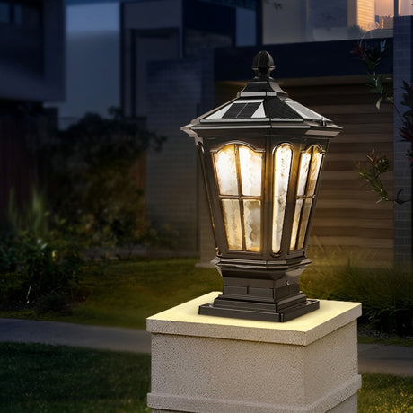 Elegant Stone Pillar Light Fixture - Retro Pavilion-Style LED Lighting for Outdoor Spaces 2