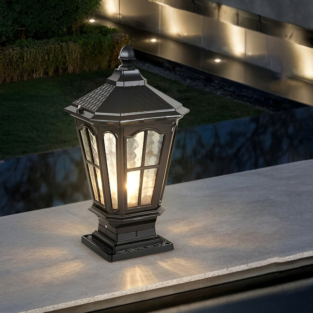Elegant Stone Pillar Light Fixture - Retro Pavilion-Style LED Lighting for Outdoor Spaces 1