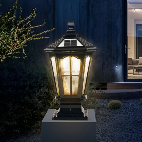 Elegant Stone Pillar Light Fixture - Retro Pavilion-Style LED Lighting for Outdoor Spaces 4