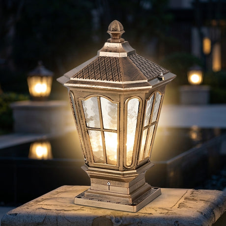 Elegant Stone Pillar Light Fixture - Retro Pavilion-Style LED Lighting for Outdoor Spaces 7