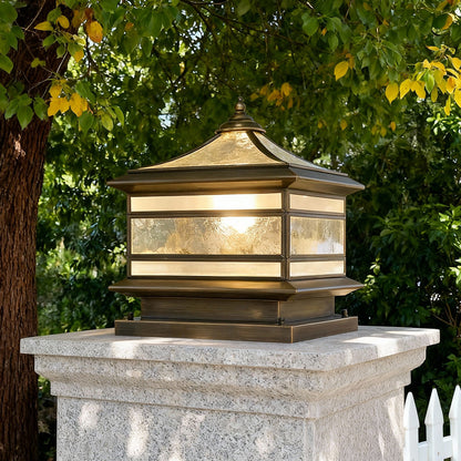 Retro Copper Stone Pillar Solar Light - Waterproof Outdoor Fixture with Dual Power Options 6