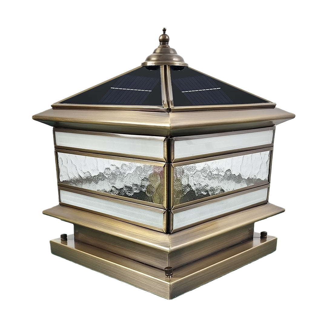Solar Lights Outdoor | Premium Brass Pillar Light with Gentle Illumination - Durable Landscape Lighting for Timeless Outdoor Aesthetics 7