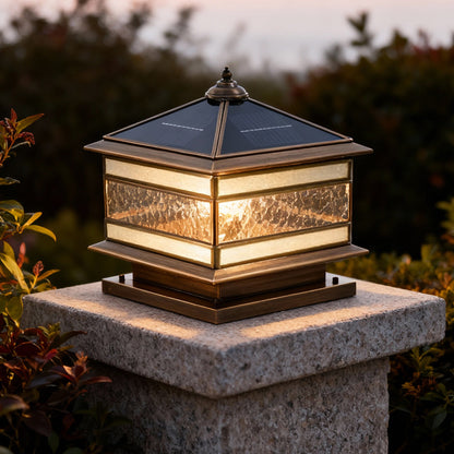 Retro Copper Stone Pillar Solar Light - Waterproof Outdoor Fixture with Dual Power Options 4
