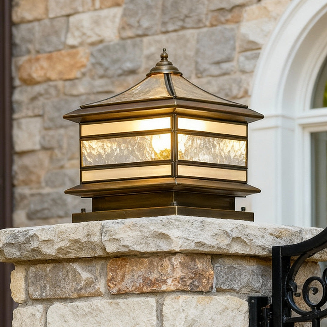 Solar Lights Outdoor | Premium Brass Pillar Light with Gentle Illumination - Durable Landscape Lighting for Timeless Outdoor Aesthetics 2