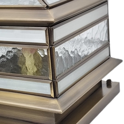 Retro Copper Stone Pillar Solar Light - Waterproof Outdoor Fixture with Dual Power Options 12