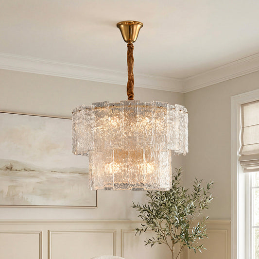 Luxe Modern Copper Chandelier - Elegant Ceiling Light with Glass Shade for Cozy Ambiance 1