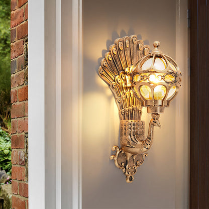 Peacock Inspired Outdoor Wall Sconce - Vintage Aluminum Light Fixture with IP55 Protection 3
