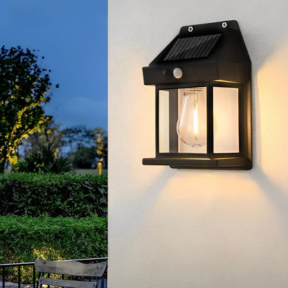 Classic Solar Lantern Wall Light with Motion Sensor - Elegant Design for Outdoor Illumination 1