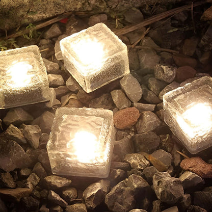 Crystal Glow Solar Step Light - Modern Outdoor Ice Cube Lights with Four Color Options for Elegant Ambiance 2
