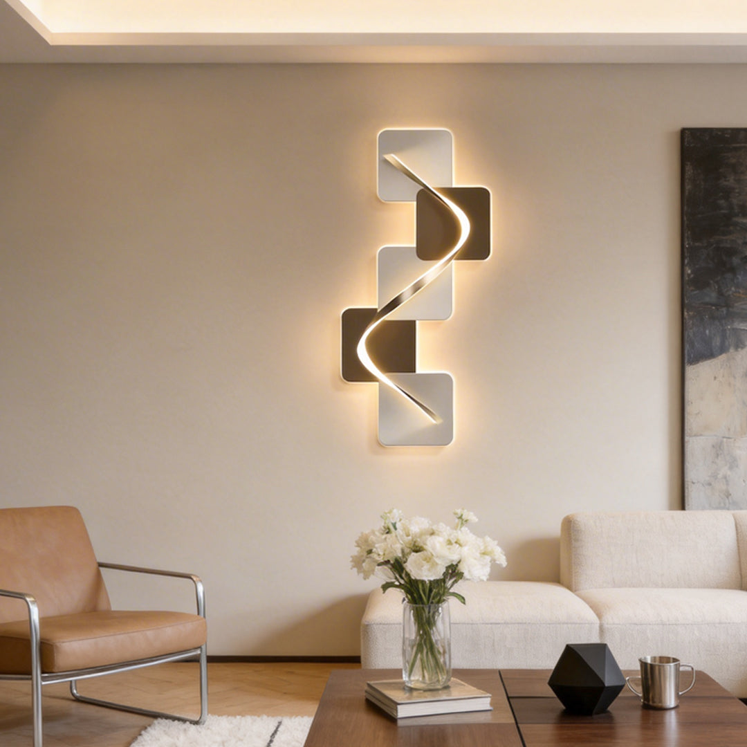 Wave Pattern LED Wall Sconce - Modern Geometric Wall Light with USB Power for Cozy Ambiance 5