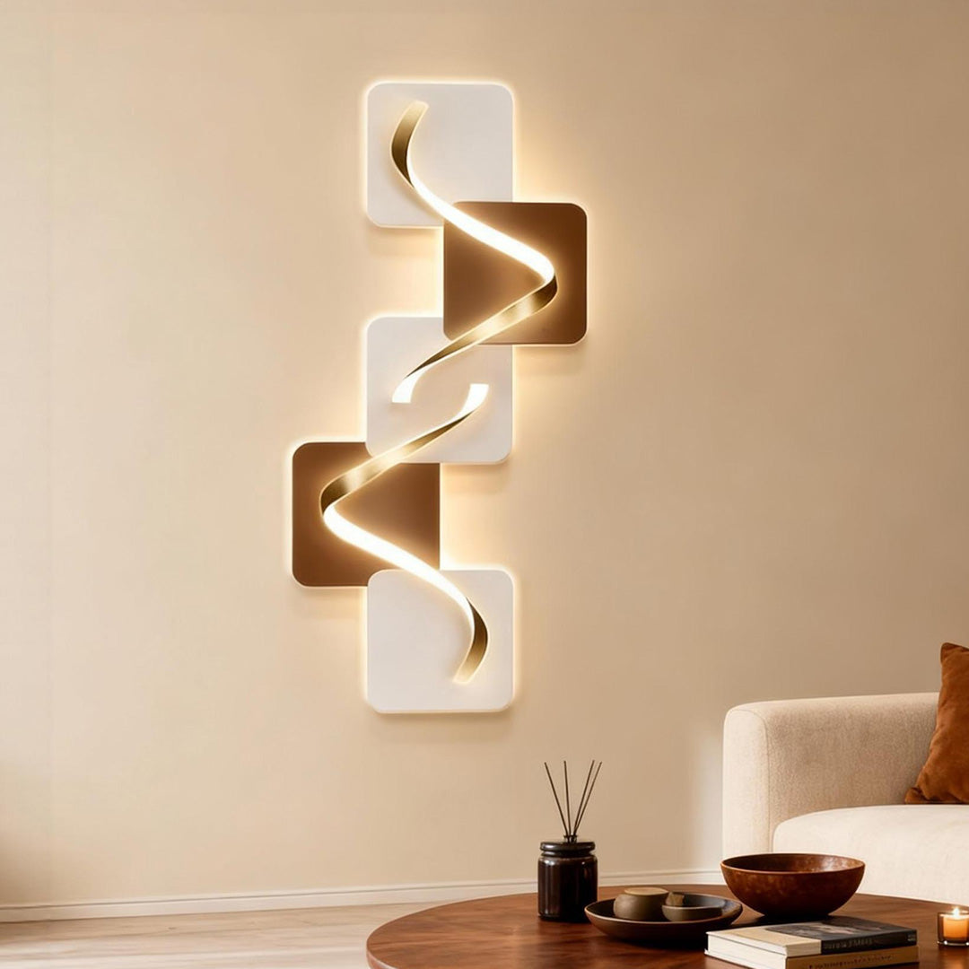 Wave Pattern LED Wall Sconce - Modern Geometric Wall Light with USB Power for Cozy Ambiance 6