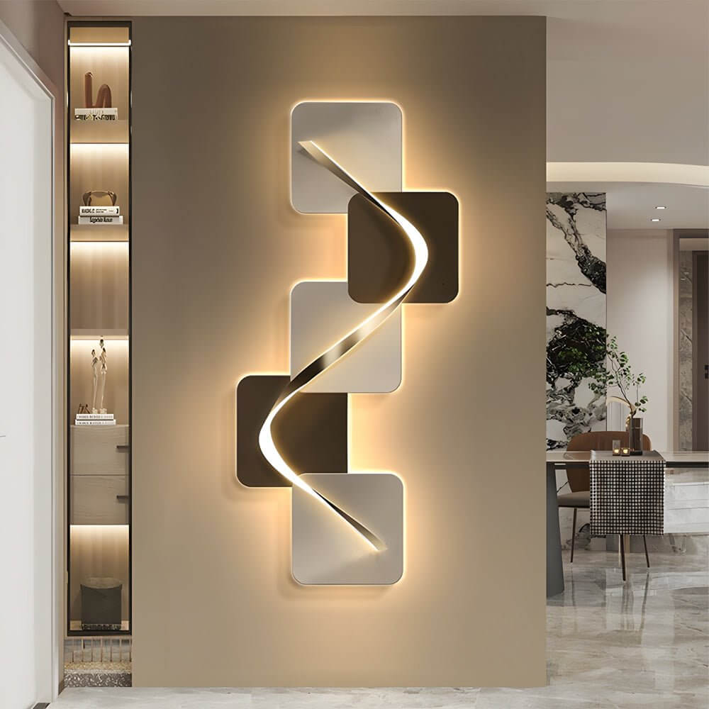 Wave Pattern LED Wall Sconce - Modern Geometric Wall Light with USB Power for Cozy Ambiance 1