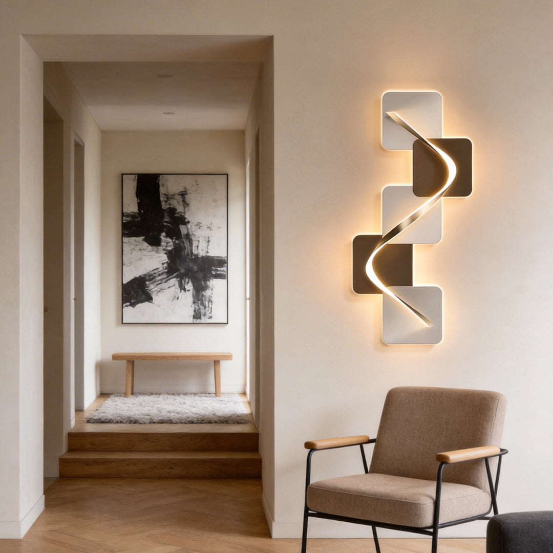 Wave Pattern LED Wall Sconce - Modern Geometric Wall Light with USB Power for Cozy Ambiance 4