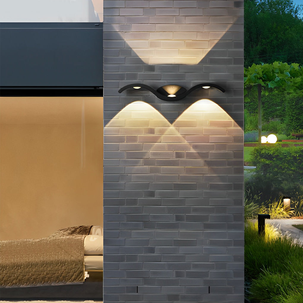 Seagull Wave Wall Sconce - Up-Down LED Light with Waterproof Design for Outdoor Spaces 7