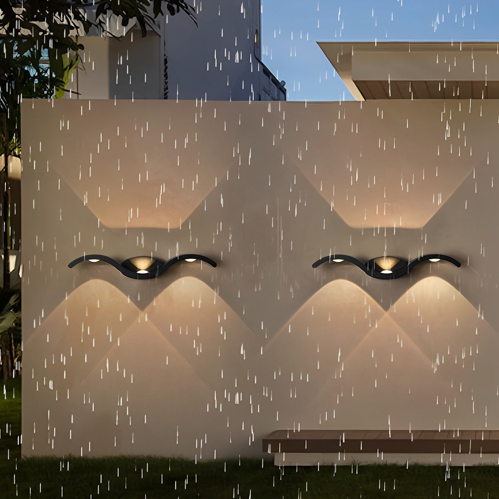 Seagull Wave Wall Sconce - Up-Down LED Light with Waterproof Design for Outdoor Spaces 10