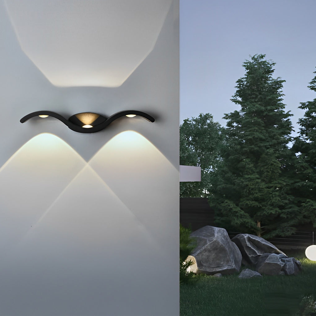 Seagull Wave Wall Sconce - Up-Down LED Light with Waterproof Design for Outdoor Spaces 5