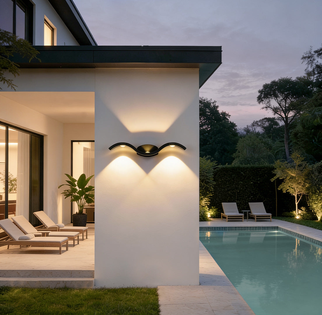 Seagull Wave Wall Sconce - Up-Down LED Light with Waterproof Design for Outdoor Spaces 1