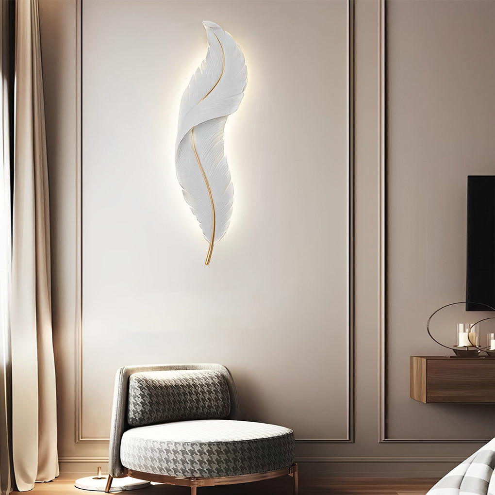 Feather Wall Light - Modern Resin Wall Sconce with Dimmable LED & Three Color Options for Artistic Ambiance 1